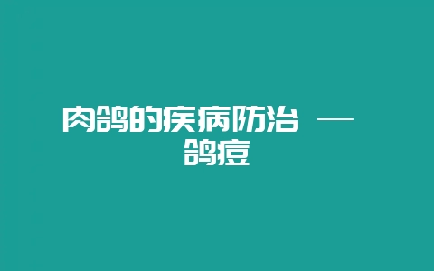 肉鸽的疾病防治 — 鸽痘-会东网