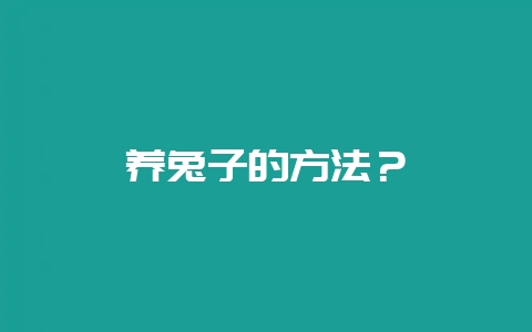 养兔子的方法？-会东网