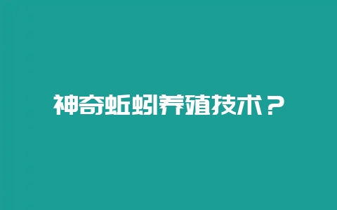 神奇蚯蚓养殖技术？-会东网