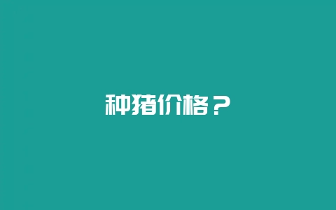 种猪价格？-会东网