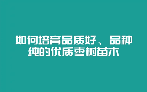 如何培育品质好、品种纯的优质枣树苗木-会东网