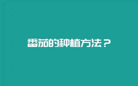 番茄的种植方法？-会东网