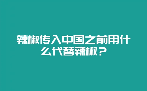 辣椒传入中国之前用什么代替辣椒？-会东网