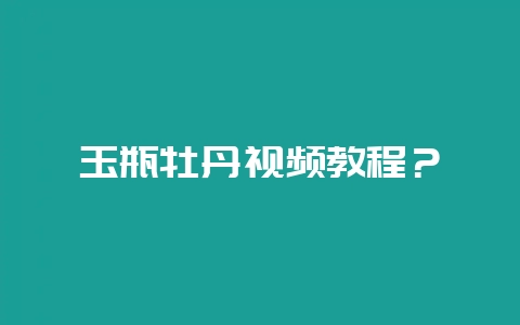 玉瓶牡丹视频教程？-会东网