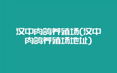 汉中肉鸽养殖场(汉中肉鸽养殖场地址)-会东网