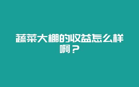 蔬菜大棚的收益怎么样啊？-会东网