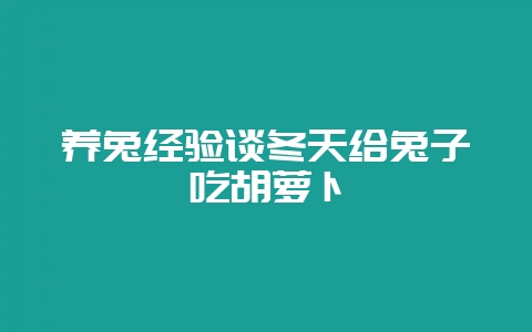 养兔经验谈冬天给兔子吃胡萝卜插图 养兔经验谈冬天给兔子吃胡萝卜插图