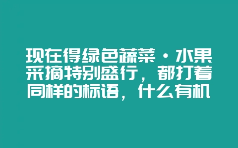 现在得绿色蔬菜·水果采摘特别盛行，都打着同样的标语，什么有机种植基地，绿色无公害！确实如此吗？-会东网