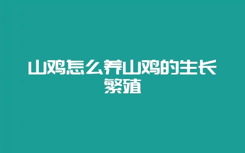 山鸡怎么养山鸡的生长繁殖-会东网