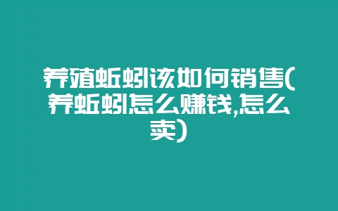 养殖蚯蚓该如何销售(养蚯蚓怎么赚钱,怎么卖)-会东网