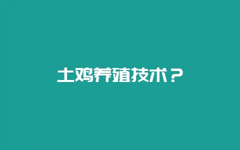 土鸡养殖技术？-会东网
