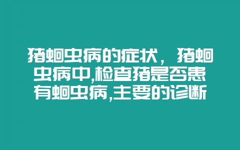 猪蛔虫病的症状，猪蛔虫病中,检查猪是否患有蛔虫病,主要的诊断方法为()-会东网