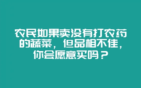 农民如果卖没有打农药的蔬菜,但品相不佳,你会愿意买吗?插图 农民如果卖没有打农药的蔬菜,但品相不佳,你会愿意买吗?插图