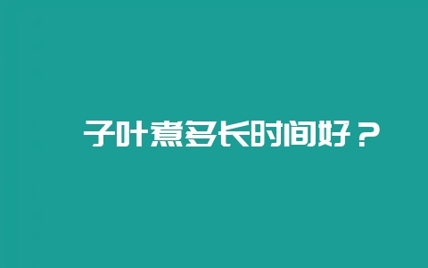 粽子叶煮多长时间好？-会东网