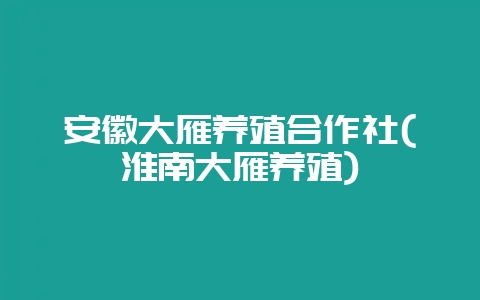 安徽大雁养殖合作社(淮南大雁养殖)-会东网