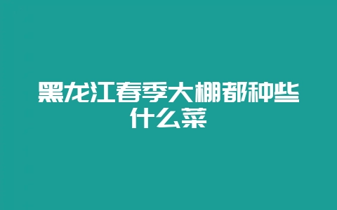 黑龙江春季大棚都种些什么菜-会东网
