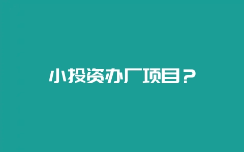小投资办厂项目?插图 小投资办厂项目?插图