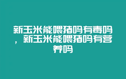 新玉米能喂猪吗有毒吗，新玉米能喂猪吗有营养吗-会东网
