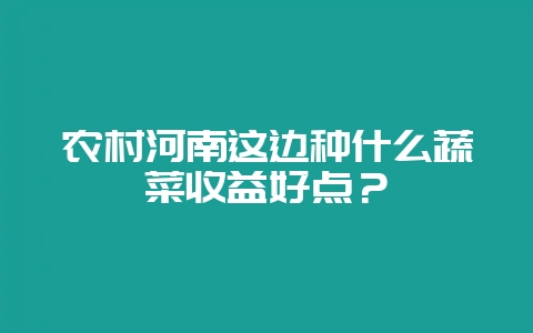 农村河南这边种什么蔬菜收益好点？-会东网