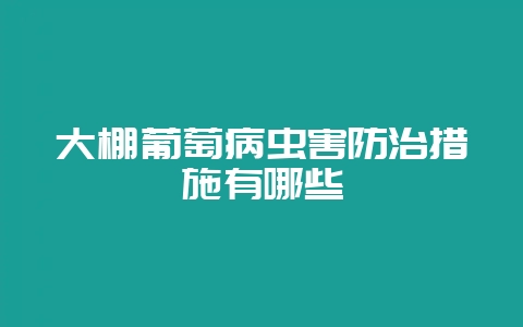 大棚葡萄病虫害防治措施有哪些-会东网