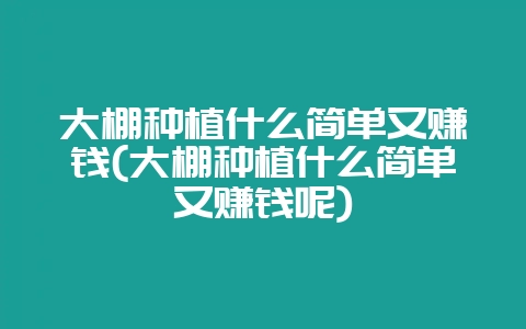 大棚种植什么简单又赚钱(大棚种植什么简单又赚钱呢)-会东网