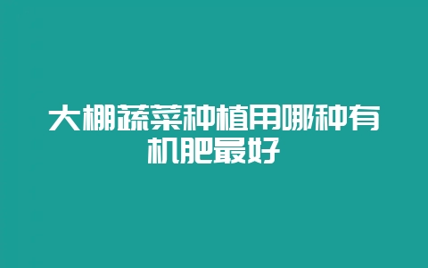 大棚蔬菜种植用哪种有机肥最好-会东网