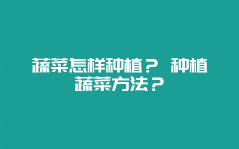 蔬菜怎样种植？ 种植蔬菜方法？-会东网