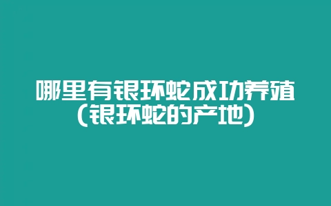 哪里有银环蛇成功养殖(银环蛇的产地)-会东网