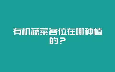 有机蔬菜各位在哪种植的？-会东网
