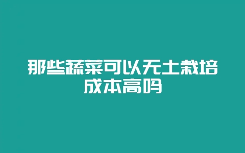 那些蔬菜可以无土栽培成本高吗-会东网