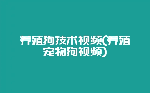 养殖狗技术视频(养殖宠物狗视频)-会东网