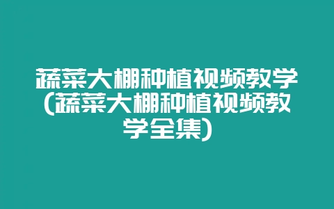 蔬菜大棚种植视频教学(蔬菜大棚种植视频教学全集)-会东网