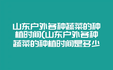 山东户外各种蔬菜的种植时间(山东户外各种蔬菜的种植时间是多少)-会东网
