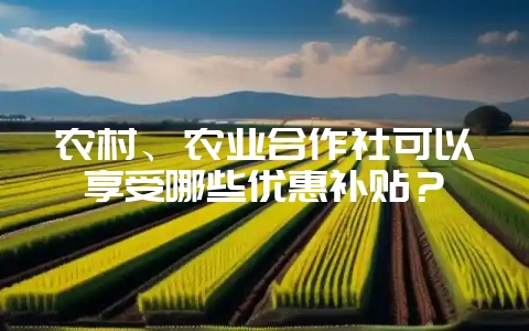 农村、农业合作社可以享受哪些优惠补贴？-会东网