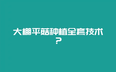 大棚平菇种植全套技术?插图 大棚平菇种植全套技术?插图