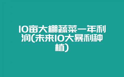 10亩大棚蔬菜一年利润(未来10大暴利种植)插图 10亩大棚蔬菜一年利润(未来10大暴利种植)插图