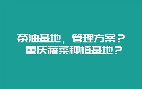 茶油基地，管理方案？ 重庆蔬菜种植基地？-会东网