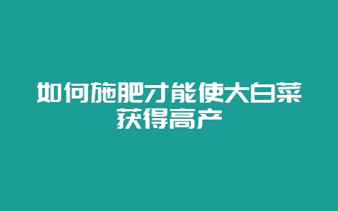 如何施肥才能使大白菜获得高产插图 如何施肥才能使大白菜获得高产插图