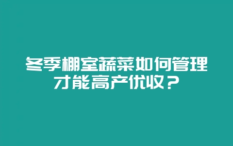 冬季棚室蔬菜如何管理才能高产优收？-会东网