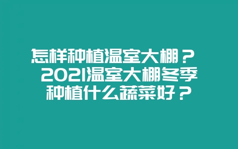 怎样种植温室大棚？ 2021温室大棚冬季种植什么蔬菜好？-会东网