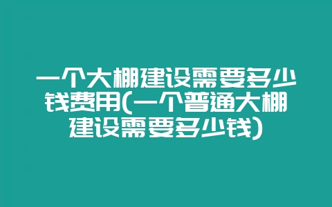 一个大棚建设需要多少钱费用(一个普通大棚建设需要多少钱)-会东网