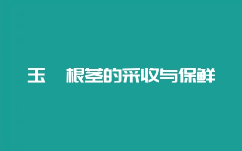 玉簪根茎的采收与保鲜-会东网