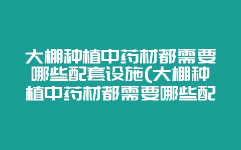 大棚种植中药材都需要哪些配套设施(大棚种植中药材都需要哪些配套设施呢)-会东网