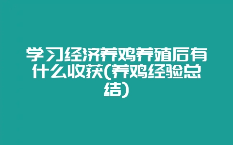 学习经济养鸡养殖后有什么收获(养鸡经验总结)插图 学习经济养鸡养殖后有什么收获(养鸡经验总结)插图