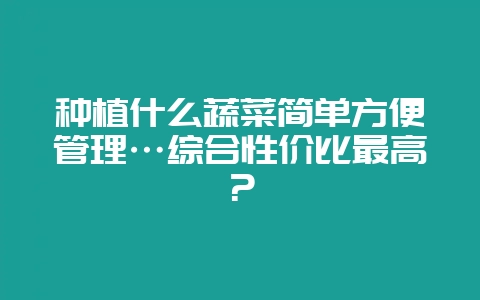 种植什么蔬菜简单方便管理…综合性价比最高？-会东网