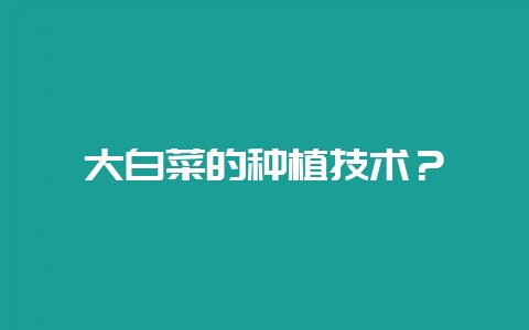 大白菜的种植技术？-会东网