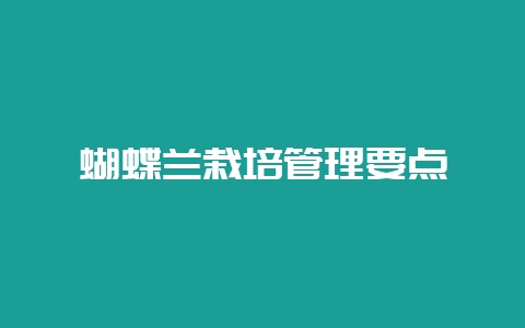 蝴蝶兰栽培管理要点-会东网