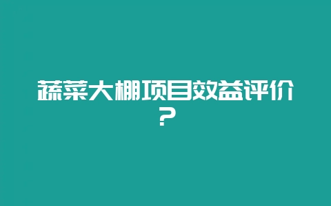 蔬菜大棚项目效益评价？-会东网