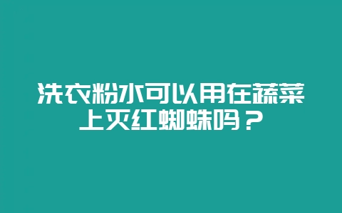 洗衣粉水可以用在蔬菜上灭红蜘蛛吗？-会东网