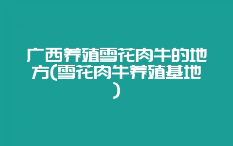 广西养殖雪花肉牛的地方(雪花肉牛养殖基地)-会东网